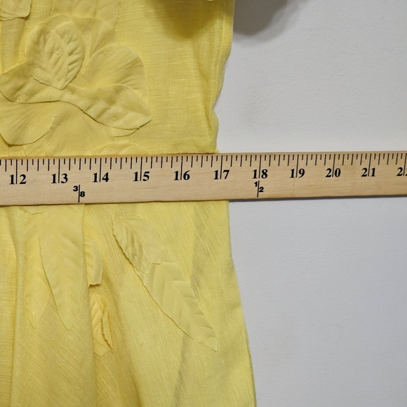 Antonio Melanie Women's Dress 12 Yellow Mock Neck Short Sleeves Knee-Length 0666 - Picture 4 of 15